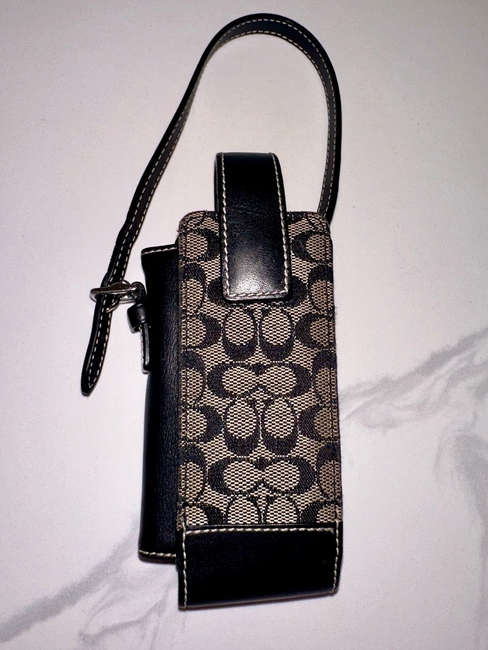 Y2K Vintage Coach Signature Canvas Phone Pouch in Black Canvas